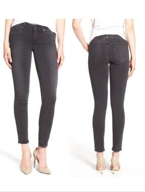 PAIGE Verdugo Ankle Mid Rise Ultra Skinnu Jeans In Smoke Grey Size 28